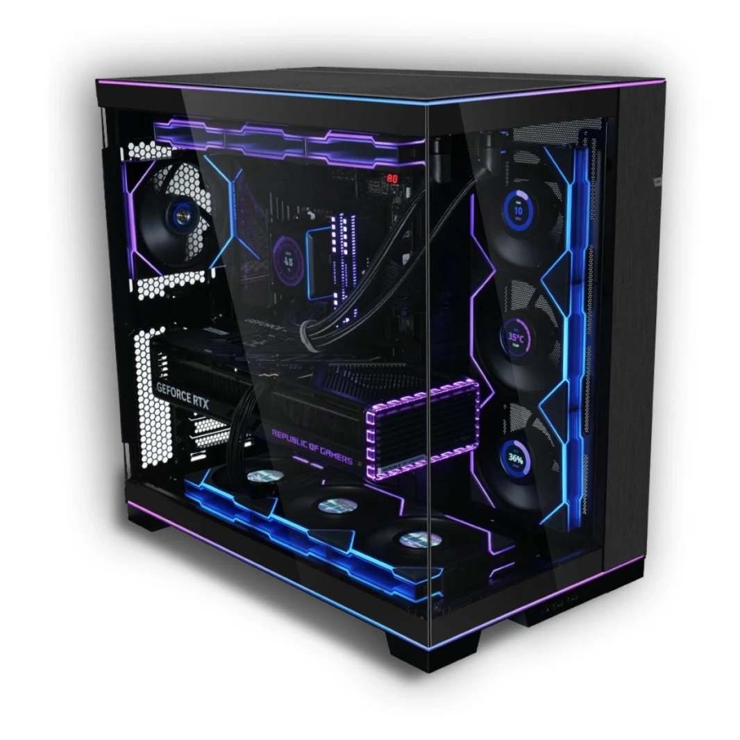 Lian Li O11 Dynamic EVO RGB Edition (أسود) منتصف البرج 2 من جانب الزجاج المقسى حالة الألعاب مع وضع الهيكل القابل للعكس ، غرفة مزدوجة وشرائط ARGB مزدوجة ، ما يصل إلى 8 محركات أقراص السعة ودعم المبرد 420 مم