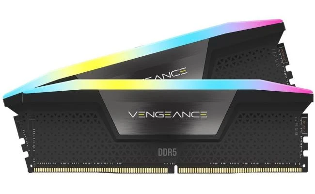 مجموعة الذاكرة CORSAIR VENGEANCE RGB 48GB (2x24GB) DDR5 RAM 6000MT/s CL36 - أسود