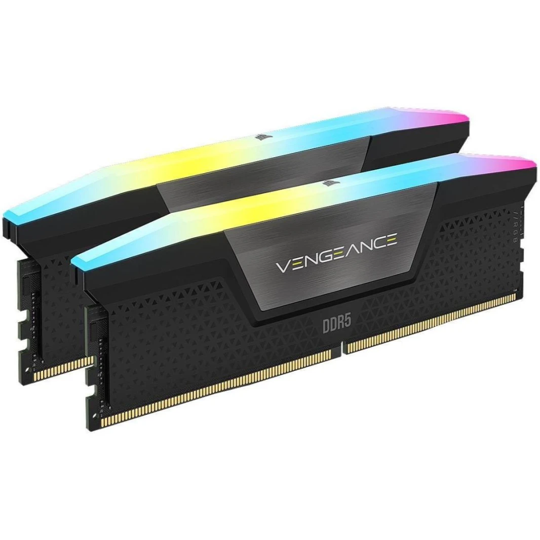 مجموعة الذاكرة CORSAIR VENGEANCE RGB 48GB (2x24GB) DDR5 RAM 6000MT/s CL36 - أسود