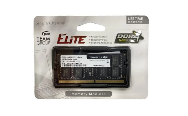 ذاكرة الكمبيوتر المحمول TEAMGROUP ELITE SO-DIMM فردية 16 جيجا بايت 3200 ميجا هرتز CL22 DDR4