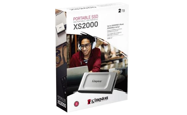 محرك الأقراص الصلبة الخارجي المحمول Kingston XS2000 سعة 2 تيرابايت USB من النوع C (SSD) بسرعة قراءة وكتابة تصل إلى 2000 ميجابايت/ثانية