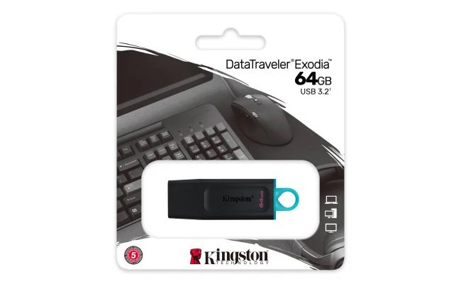 محرك أقراص فلاش Kingston DataTraveler Exodia USB حزمة واحدة USB 3.2 Gen 1 - 64 جيجابايت