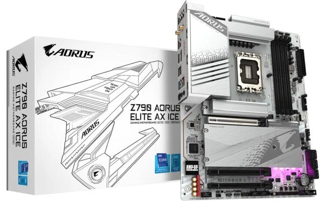 جيجابايت Z790 AORUS ELITE AX ICE (Wi-Fi 6E)، سلسلة Intel 14th 13th 12th، LGA 1700/DDR5/PCIe 5.0/4xM.2 - اللوحة الأم للألعاب ATX