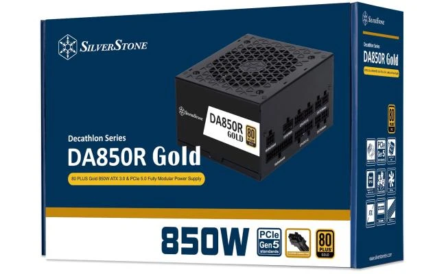 SilverStone DA850R Gold 850W (ATX 3.0) PCIE 5.0 (12VHPWR) 80 Plus Gold وحدات كاملة - مزود طاقة عالي الأداء