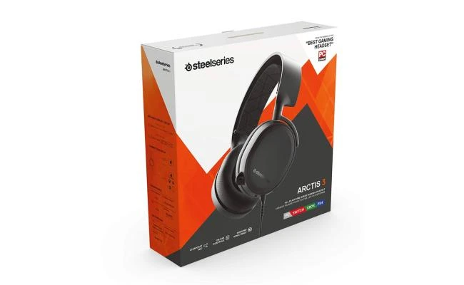 سماعة رأس سلكية للألعاب SteelSeries Arctis 3 Black (إصدار 2019) عالية الأداء، ودعم الصوت المكاني المحيطي على Windows وXbox، وأجهزة الكمبيوتر متعددة المنصات، وPS، وXbox، وMac، والهواتف المحمولة