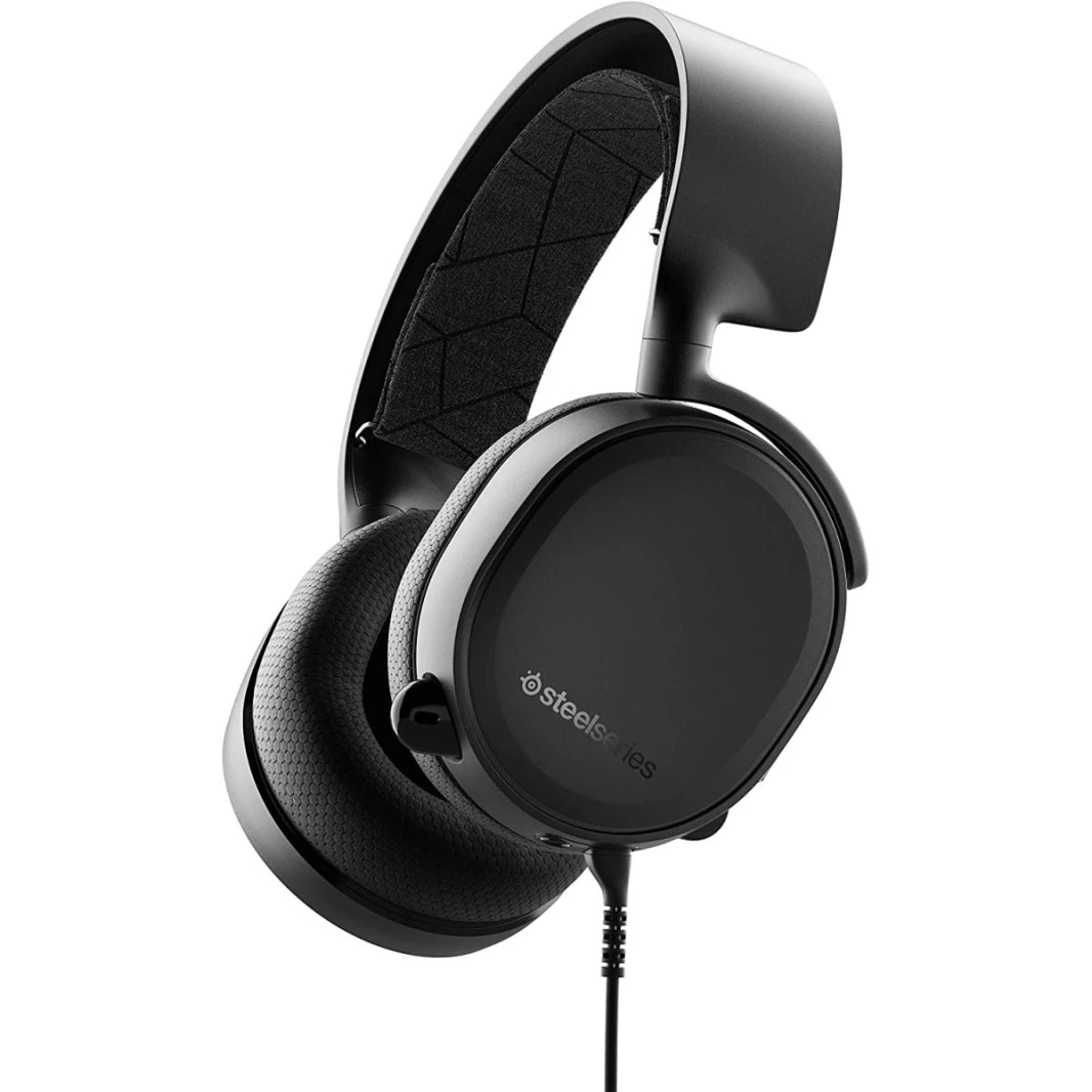 سماعة رأس سلكية للألعاب SteelSeries Arctis 3 Black (إصدار 2019) عالية الأداء، ودعم الصوت المكاني المحيطي على Windows وXbox، وأجهزة الكمبيوتر متعددة المنصات، وPS، وXbox، وMac، والهواتف المحمولة