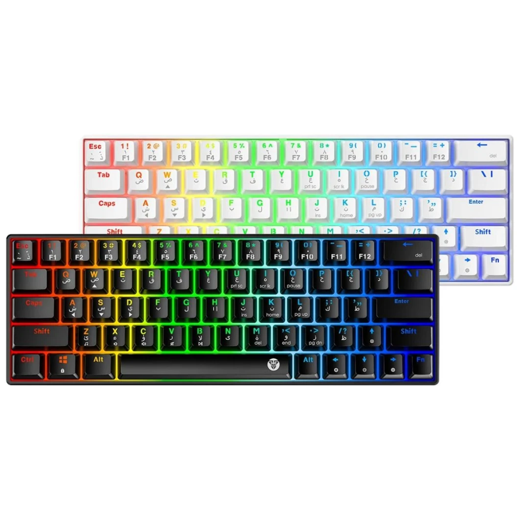 FANTECH ATOM63 MK859 WIRED RGB 60% لوحة مفاتيح ميكانيكية معيارية للألعاب، قابلة للفصل من النوع C، مفتاح أحمر-أبيض(عربي)