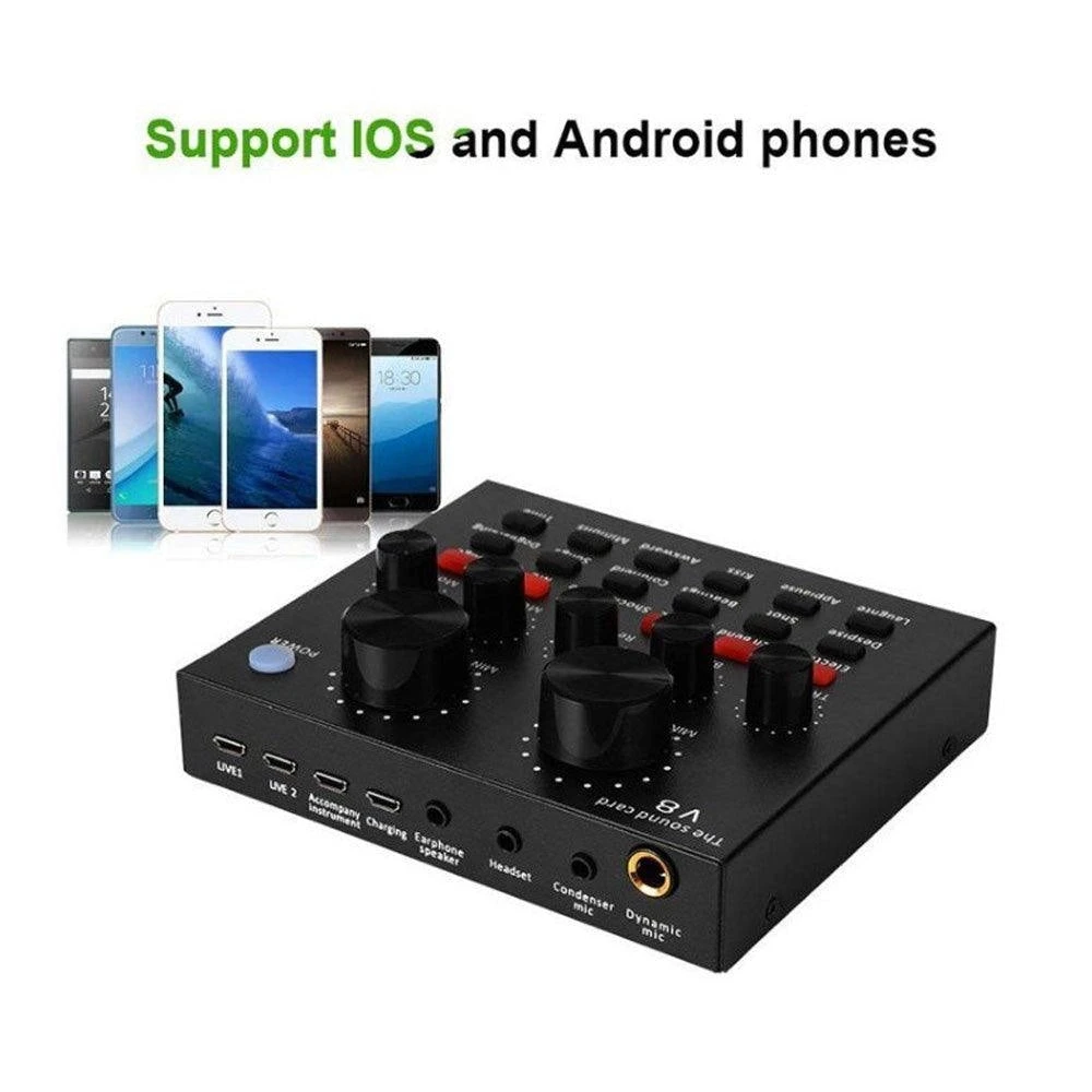 بطاقة الصوت V8 Mixer Bluetooth SoundCard V8 Audio SoundCard