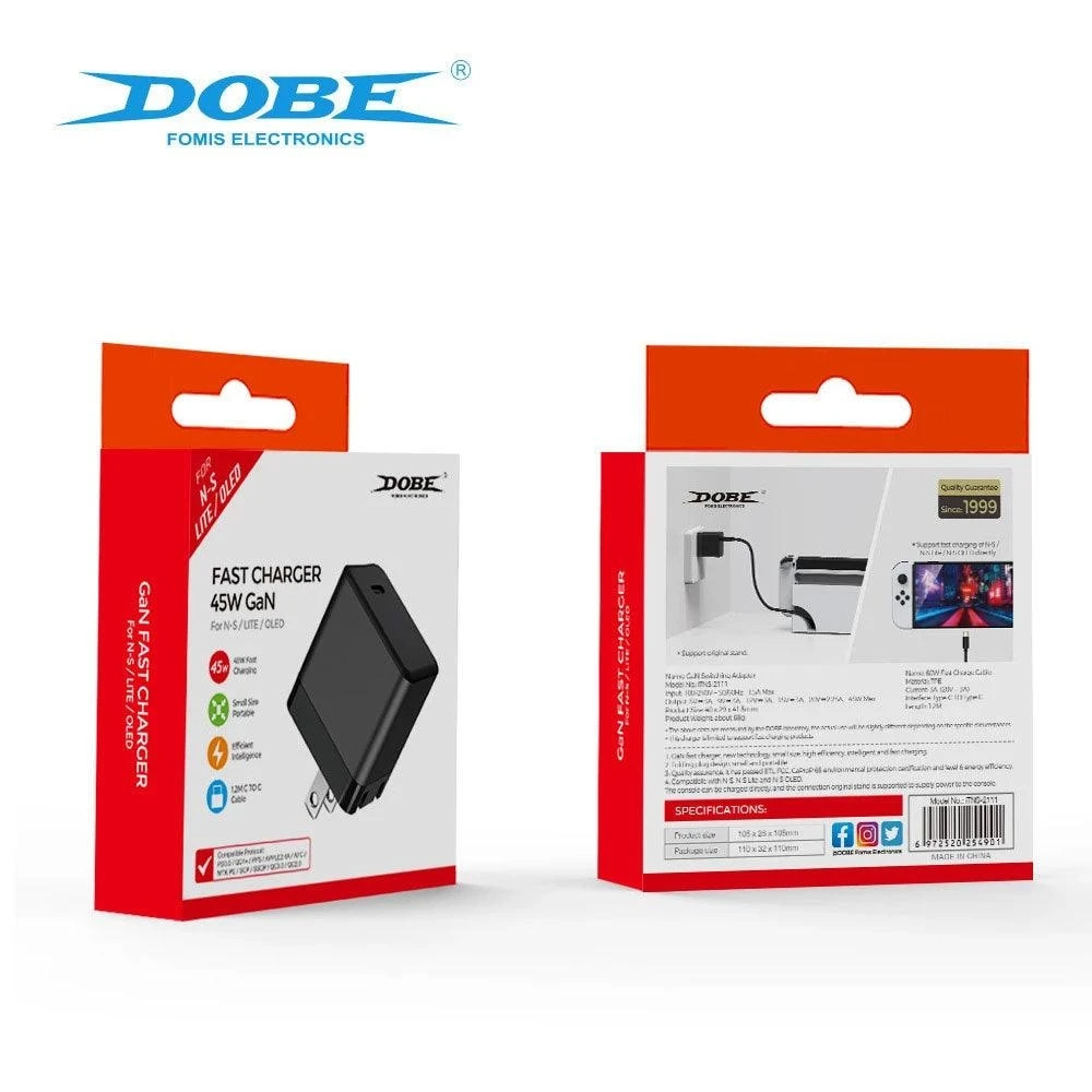 Dobe iTNS-2111 شاحن سريع 45 واط GaN لـ NS/LITE/OLED