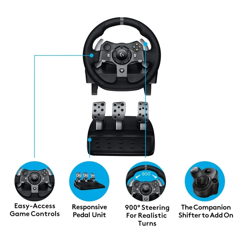 Logitech G920 Racing Gear لأجهزة Xbox Series X|S وXbox One والكمبيوتر الشخصي