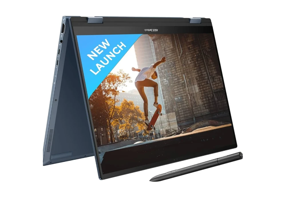 Laptop ASUS Zenbook 14 Flip OLED (UP3404VA-KN026W) i7-1360P 13 Generation - 16GB DDR5 / 1TB SSD 14" 2.8K OLED Touch Screen with Pen and sleeve - Ponder Blue/ Windows 11 Home