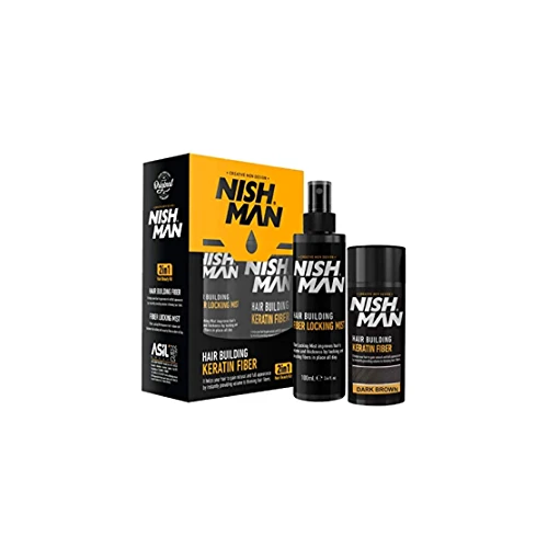 NISHMAN HAIR BUILDING FIBER 2 IN 1 KIT DARK BROWN