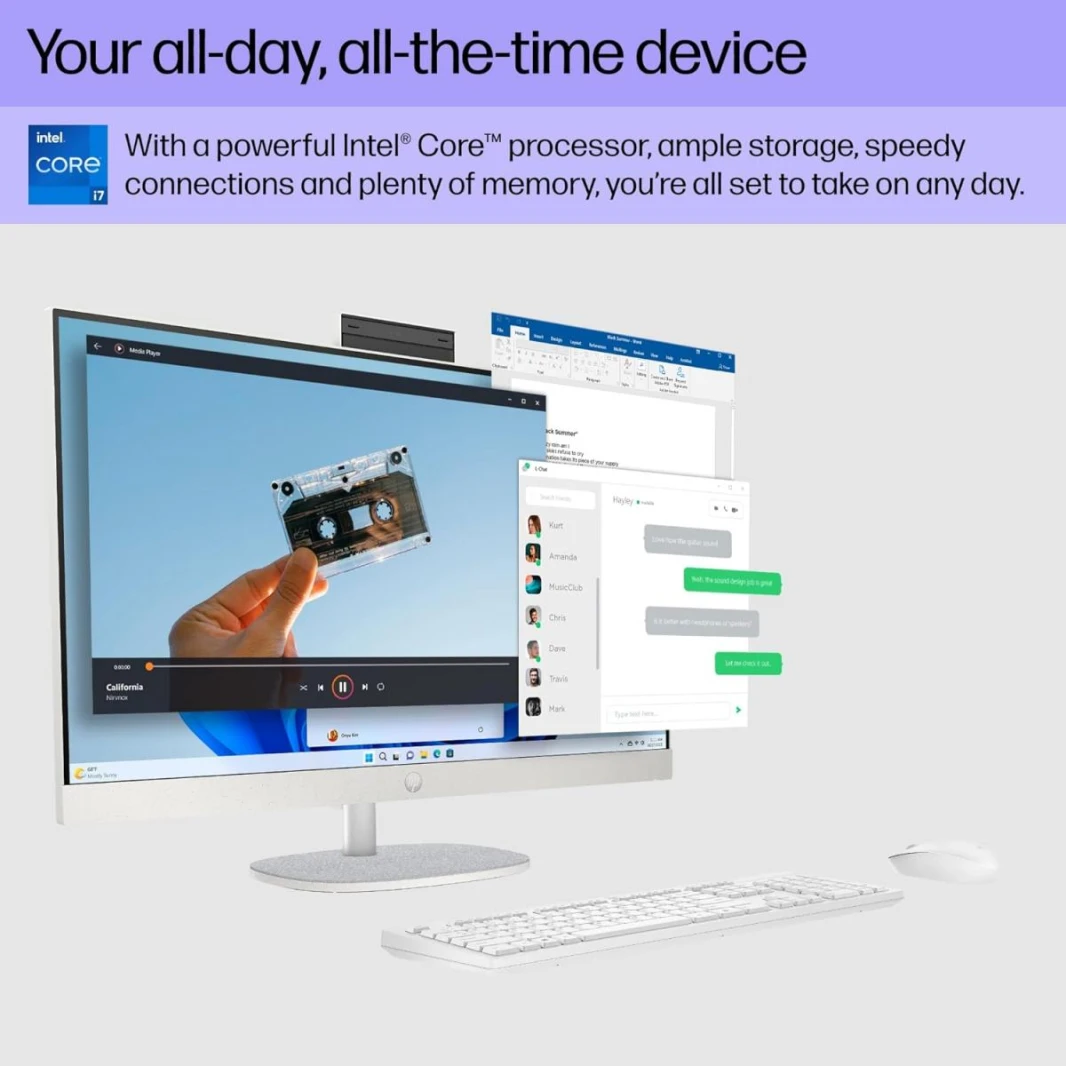 HP AIO All-in-One Desktop PC 27-cr0006ne, Intel Core i7-1355U, 16 GB DDR4, 1 TB SSD, 27-inch FHD Display IPS, micro-edge,   Shell white| 13th Generation