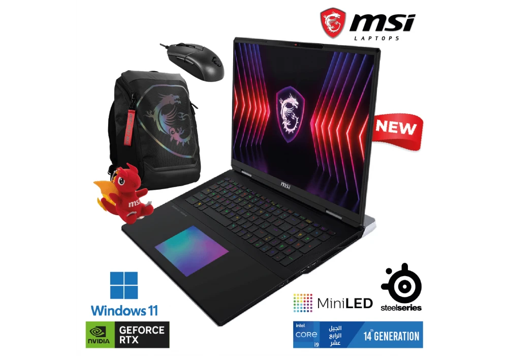 MSI Titan 18 HX A14VIG Gaming Laptop | Intel Core i9-14900HX NVIDIA RTX 4090 16GB DDR6 18" UHD+MiniLED120Hz IPS Mechanical KB SteelSeries  2 Years Warranty