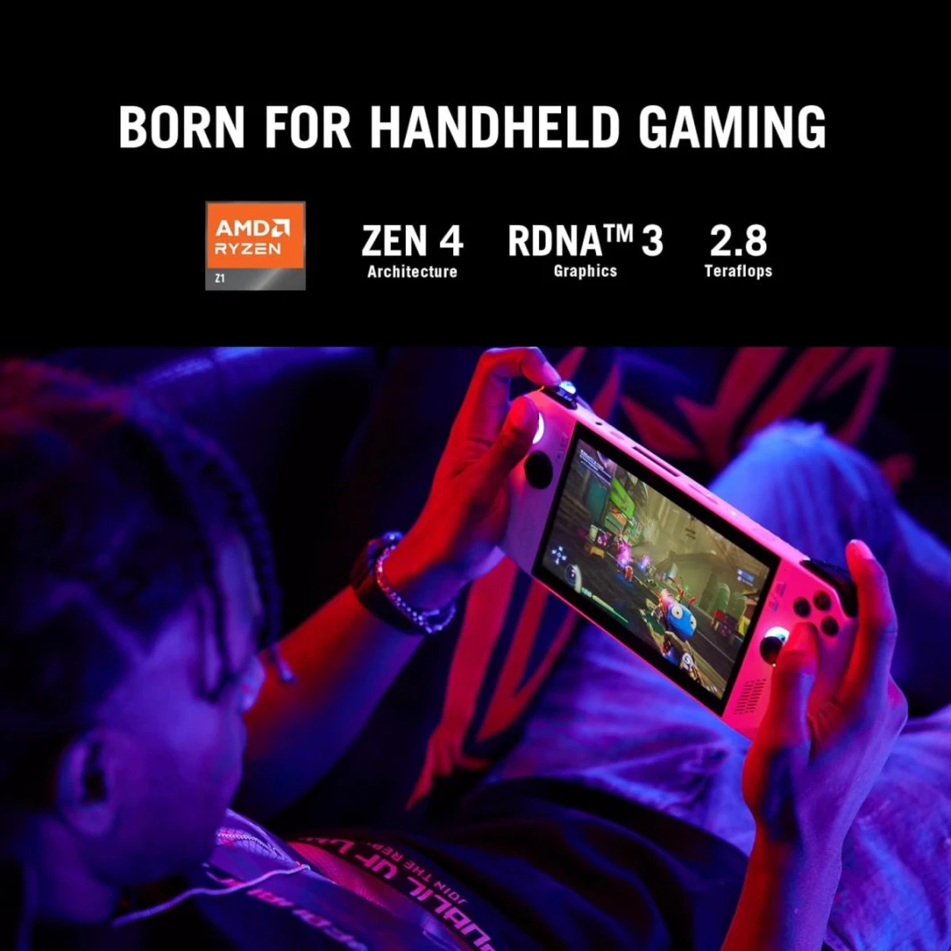 NEW Gaming Handheld ASUS ROG Ally , AMD Ryzen Z1 Processor 16GB 512GB SSD, AMD Radeon, 7-inch 120Hz/, Gorilla Glass DXC, Touch Screen, WINDOWS 11 HOME - White