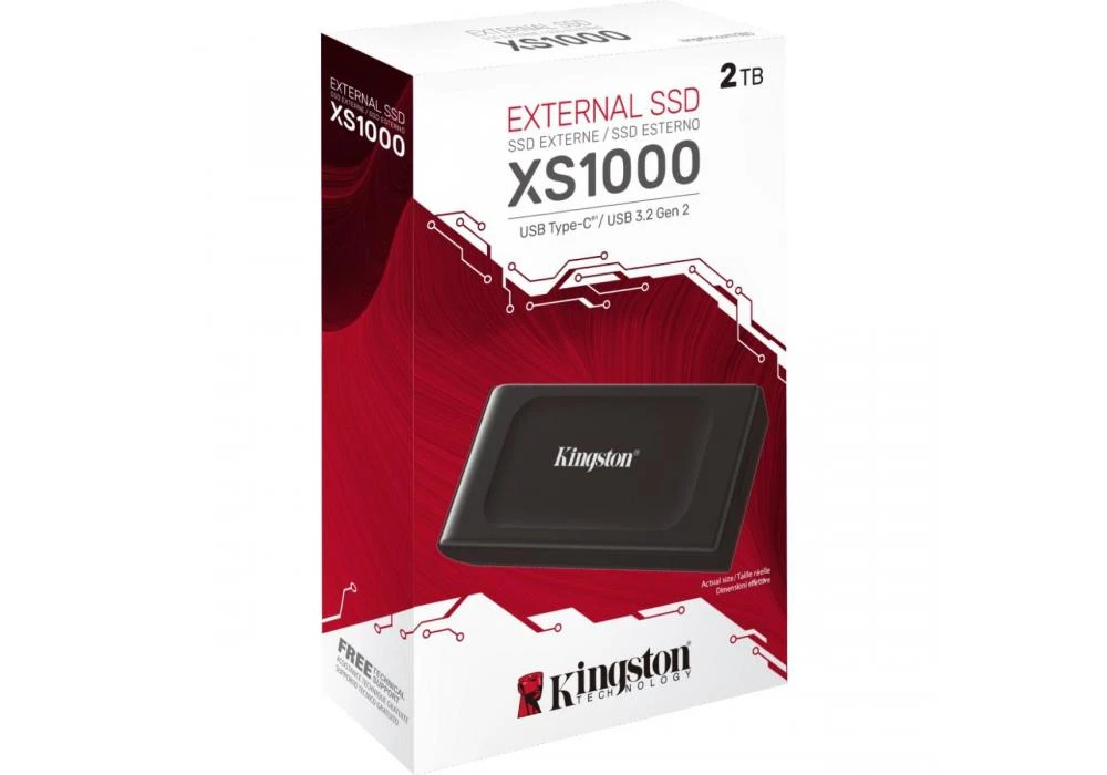 Kingston XS1000 SSD External Pocket-sized 2TB with USB-C to USB-A Cable