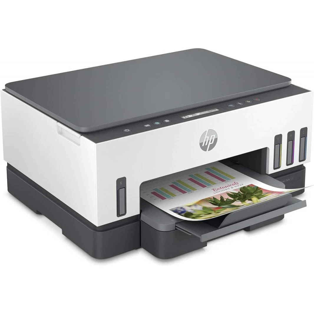 HP Smart Tank 720 All-in-One Printer Wireless, Print, Scan, Copy, Auto Duplex Printing, Print up to 18000 black or 8000 color pages, White/Grey