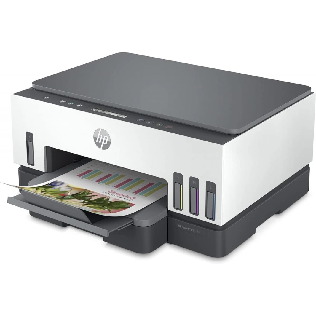 HP Smart Tank 720 All-in-One Printer Wireless, Print, Scan, Copy, Auto Duplex Printing, Print up to 18000 black or 8000 color pages, White/Grey