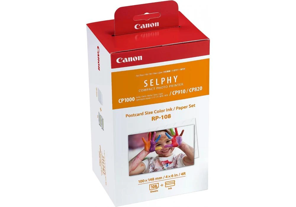 Canon RP-108 Color Ink/Paper Set, Compatible with Selphy CP910/CP820/CP1200/CP1300