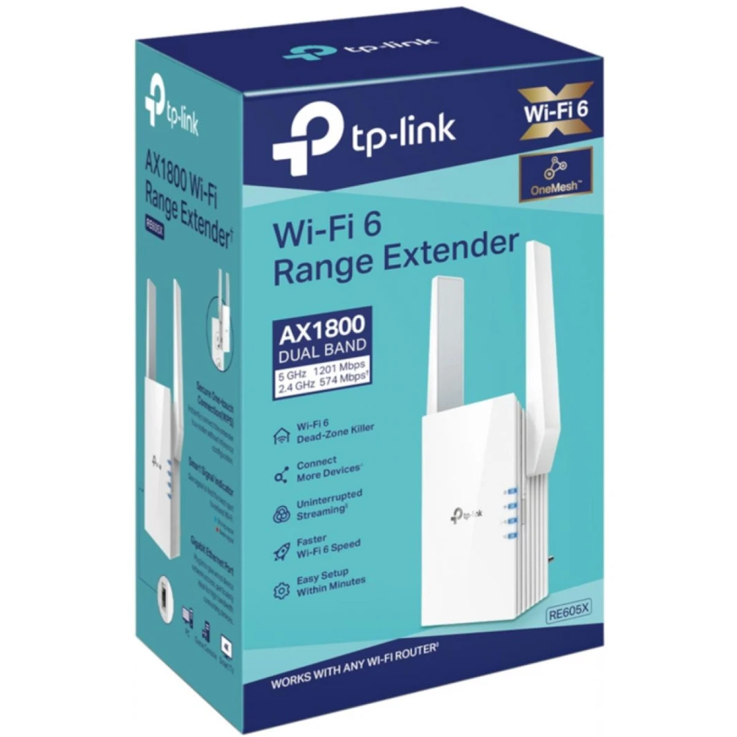 TP LINK AX1800 Wi-Fi Range Extender RE605X Internet Booster, Covers up to 1500 sq.ft and 30 Devices,Dual Band Repeater up to 1.8Gbps Speed