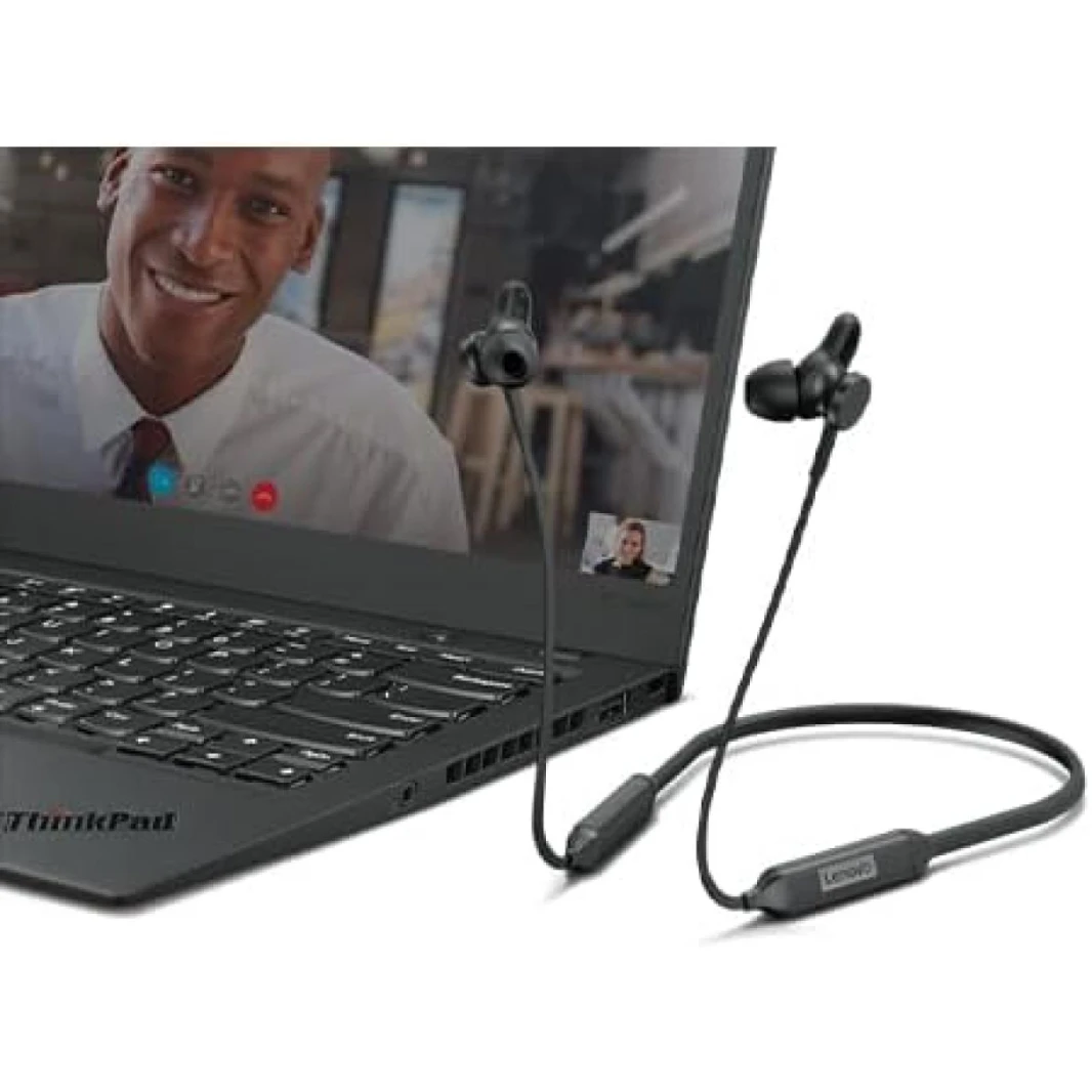 Lenovo 500 Bluetooth 5.0 In-Ear Headset with Mic, Play Time 10 Hours - Black Color