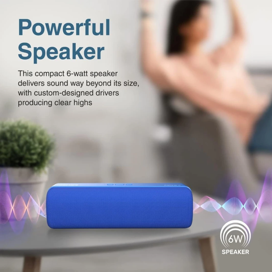 Promate Capsule-2 Bluetooth Speaker, Powerful 6W Speaker with Exceptional HD Sound Quality, Long Playtime- Blue