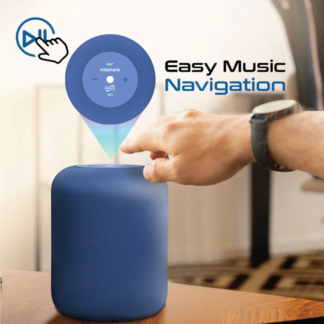 Promate Boom-10 Bluetooth Big Speaker, 10W Wireless with 360-Degree HD Sound, 8H Playtime-Blue