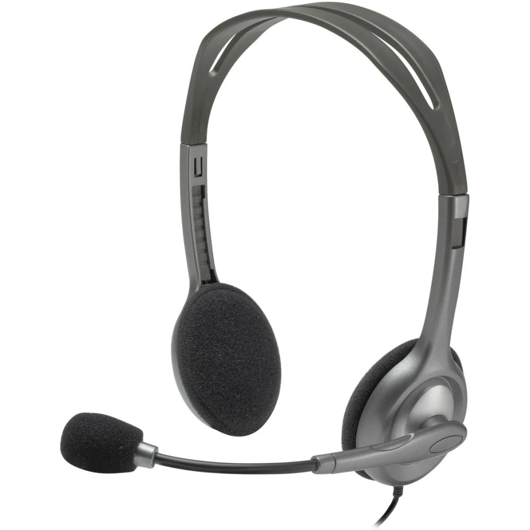 Logitech H111 Wired Stereo Headset On Ear Headphones With Mic Black - Black