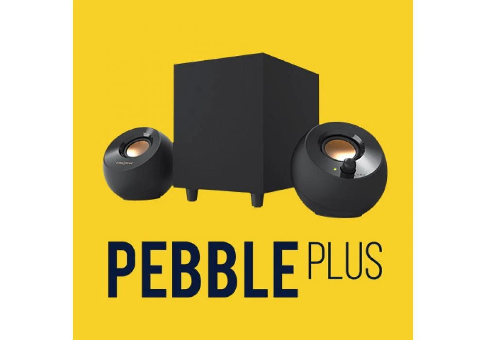 Creative Pebble Plus 2.1 Speakers/Sub USB Powered Desktop Speakers Up-to 16W Peak & Elevated Wide Surround, Far Field Drivers