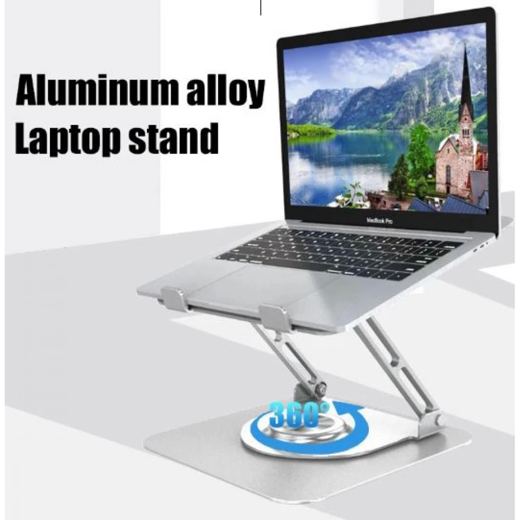 Stand Laptop or Tablet 10-17″ Inch ALAMONYOM 360°for Desk Rotating Base,  Riser Adjustable Height, Foldable Portable