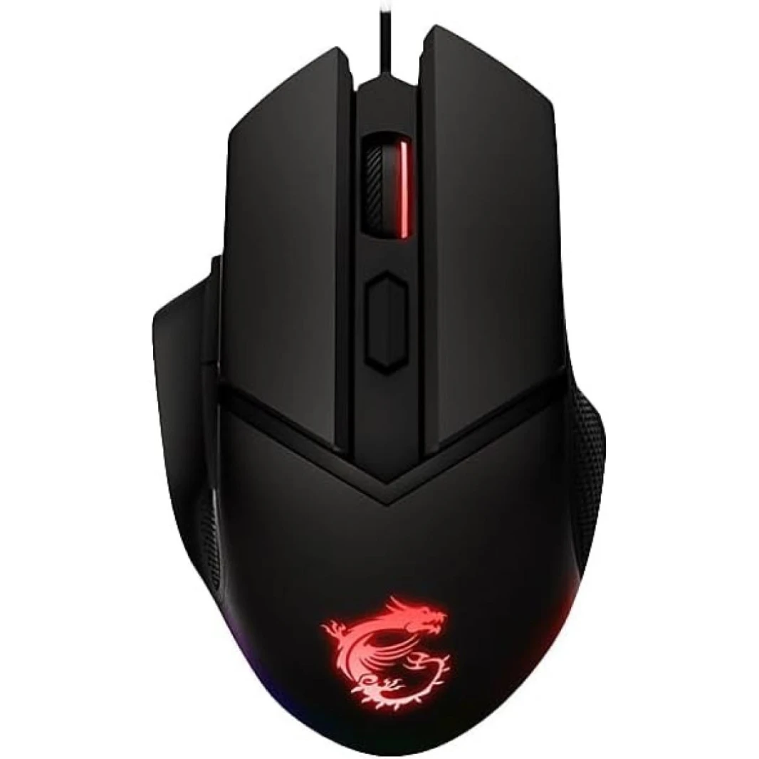 MSI Clutch GM20 Elite Gaming Mouse, 6400 DPI, 20M+ Clicks OMRON Switch, Optical Sensor, Adjustable Weights, Ergonomic Right Hand Design, RGB Mystic Light