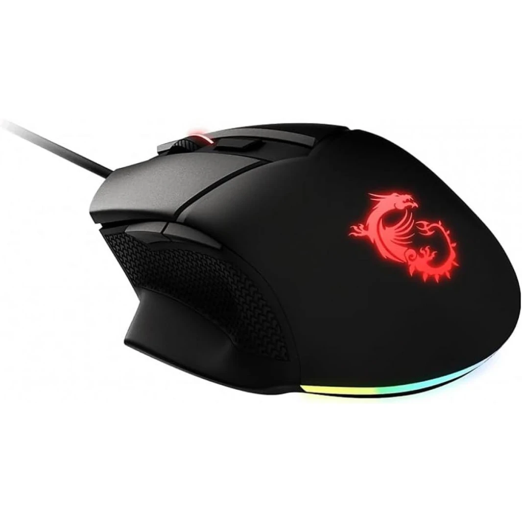 MSI Clutch GM20 Elite Gaming Mouse, 6400 DPI, 20M+ Clicks OMRON Switch, Optical Sensor, Adjustable Weights, Ergonomic Right Hand Design, RGB Mystic Light