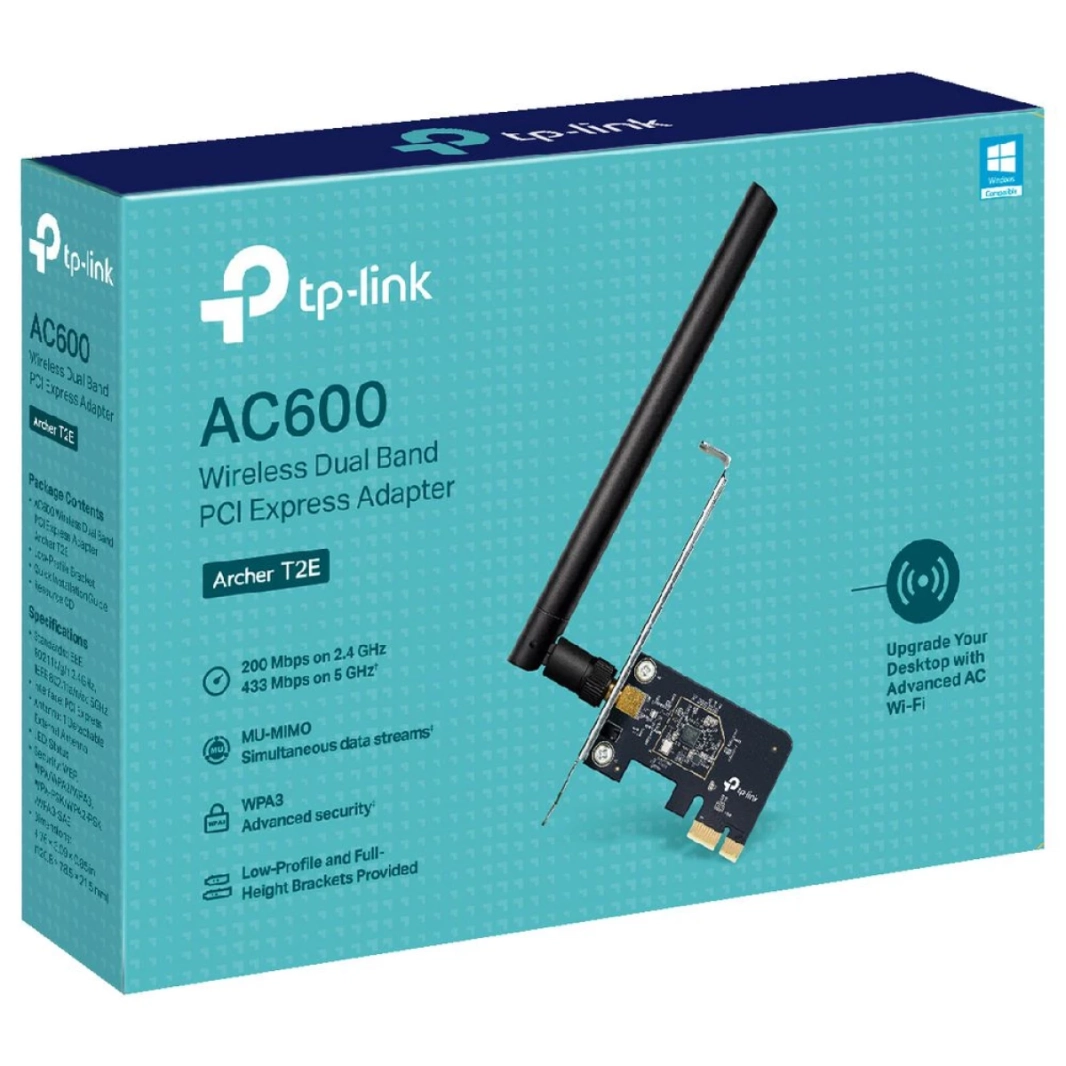 TP-Link Archer T2E AC600 PCIe WiFi Card ثنائي النطاق هوائي لاسلكي عالي الكسب