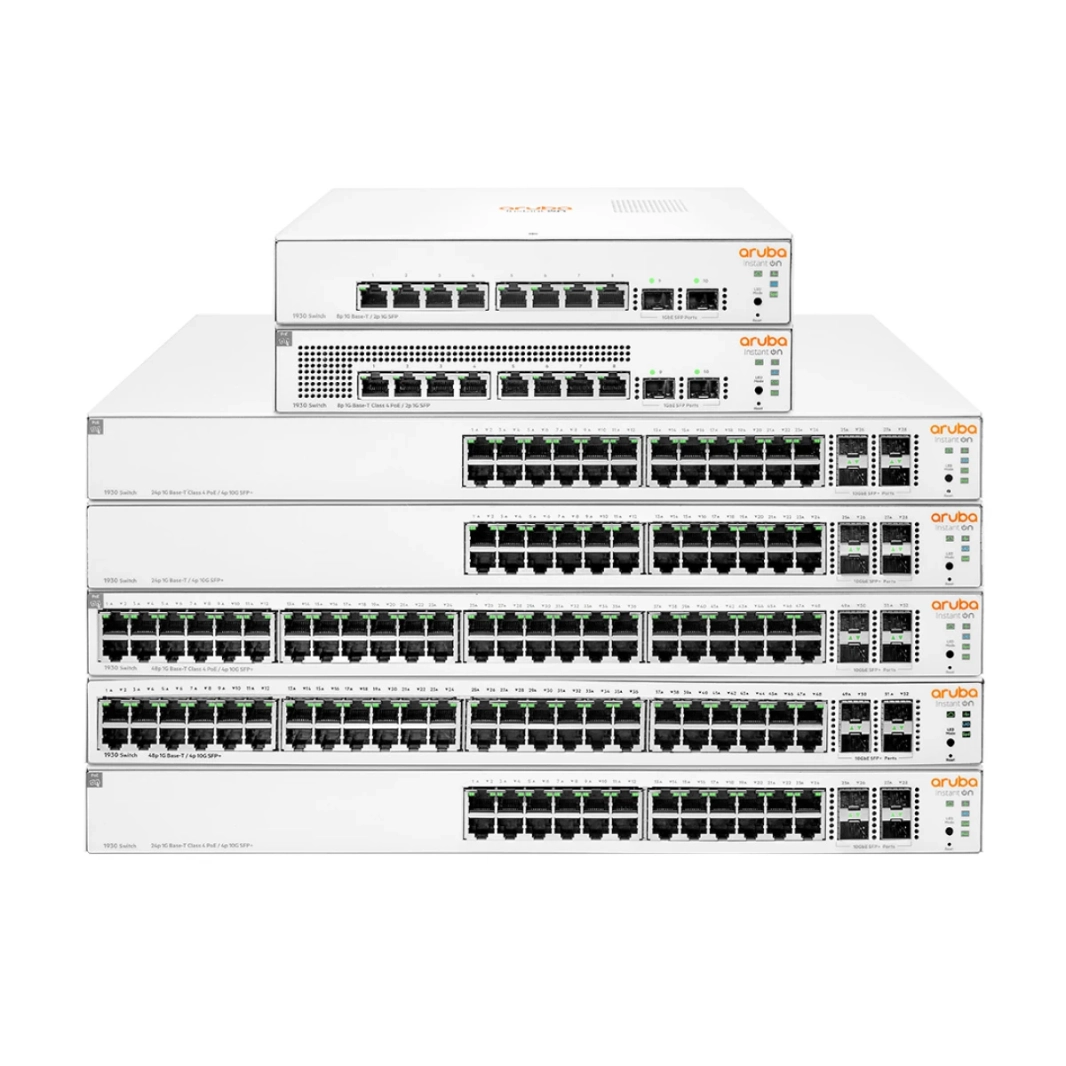 Aruba Instant On 1930 48-Port PoE+ Switch مُدار مع 4x SFP + 128 جيجابت / ثانية قدرة التحويل 370 واط ميزانية الطاقة - أبيض