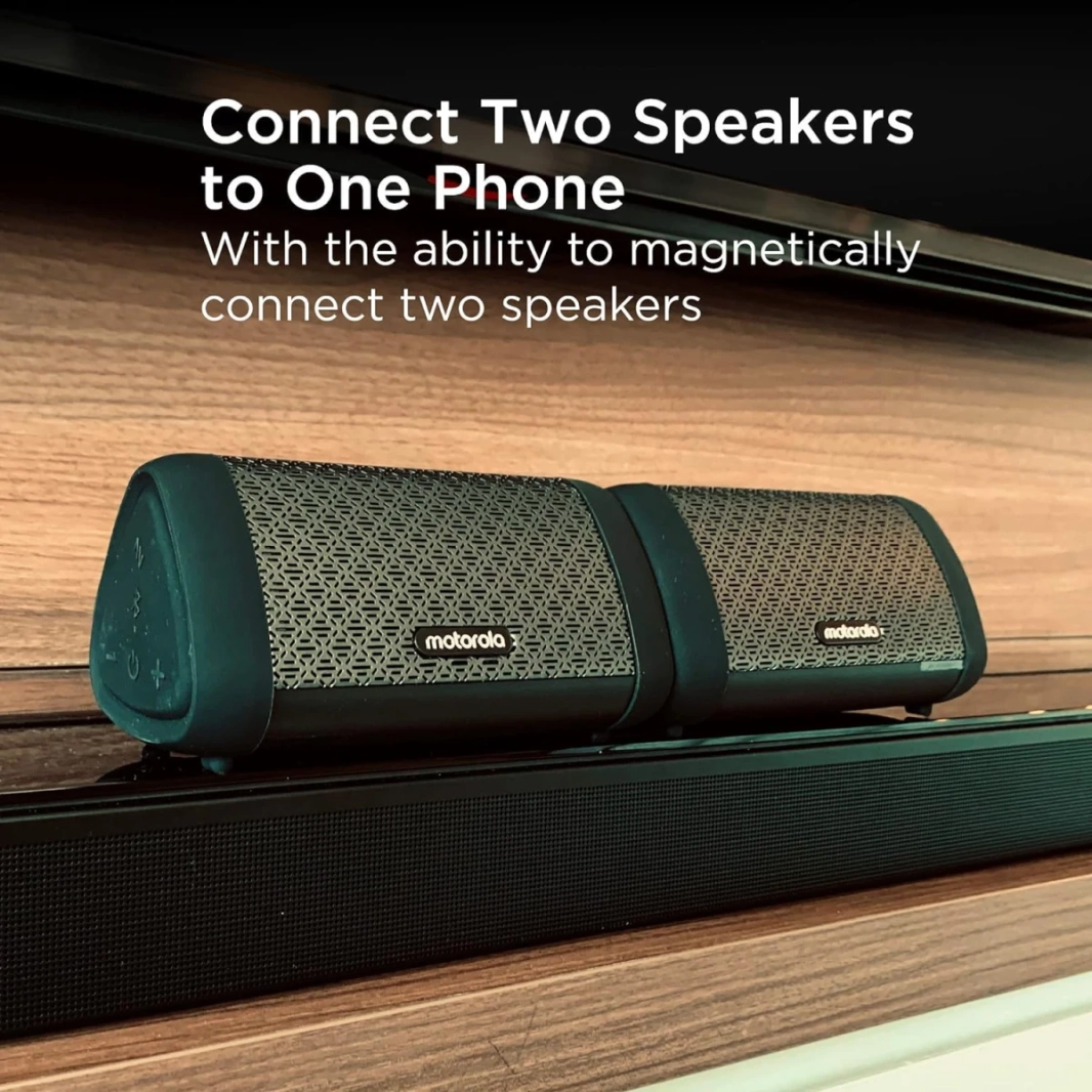 Motorola Sonic Sub 630 Bass Twin Strong Portable Bluetooth Speaker مضخمات مضخمات مدمجة لـ Bass & Stereo-IPX5 مقاوم للماء وشحن 9 ساعات على الحد الأقصى للحجم