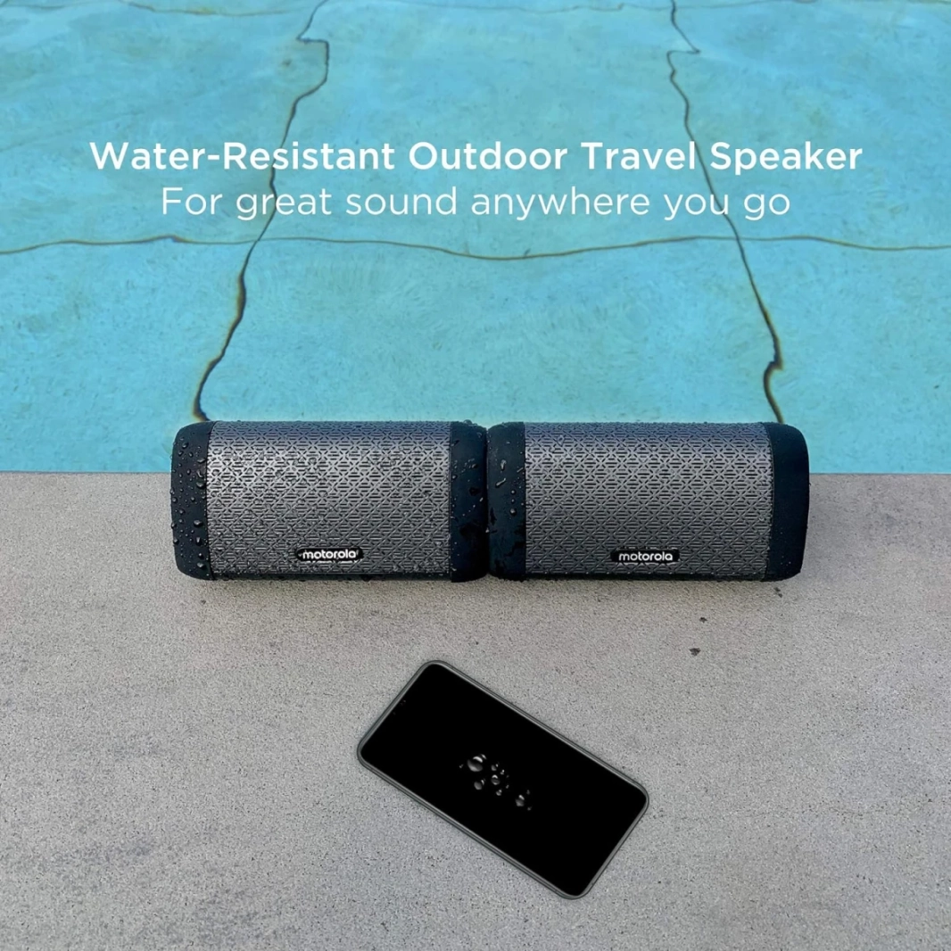 Motorola Sonic Sub 630 Bass Twin Strong Portable Bluetooth Speaker مضخمات مضخمات مدمجة لـ Bass & Stereo-IPX5 مقاوم للماء وشحن 9 ساعات على الحد الأقصى للحجم