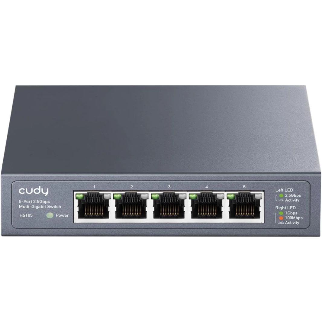 Cudy HS105 5 منافذ إيثرنت التبديل 2.5Gbps كامل 2.5Gbps منافذ حلقة الكشف 802.3az توفير الطاقة سطح المكتب أو الجدار جبل