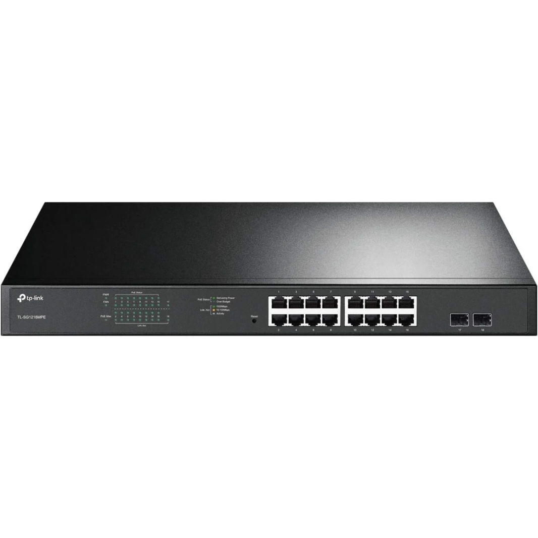 TP-Link TL-SG1218MPE محول جيجابت PoE 16 منفذًا ذكيًا بقدرة 250 وات، 2 منافذ غير PoE، 2 فتحات Combo SFP، QoS Vlan IGMP & LAG