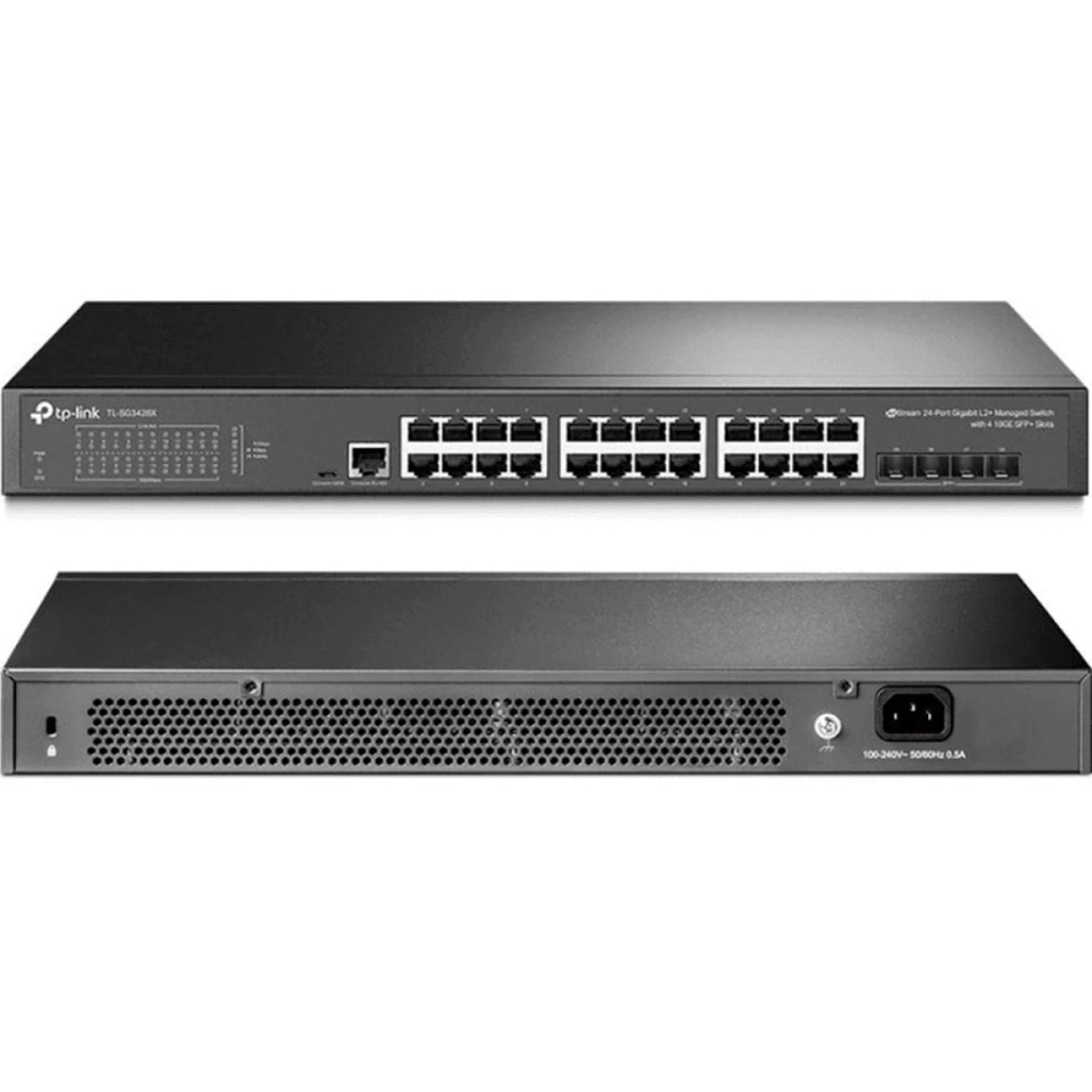 TP-Link TL-SG3428 محول جيجابت 24 منفذ 4 فتحات SFP Omada SDN متكامل L2+ إدارة ذكية L2/L3/L4 جودة الخدمة، IGMP وLAG