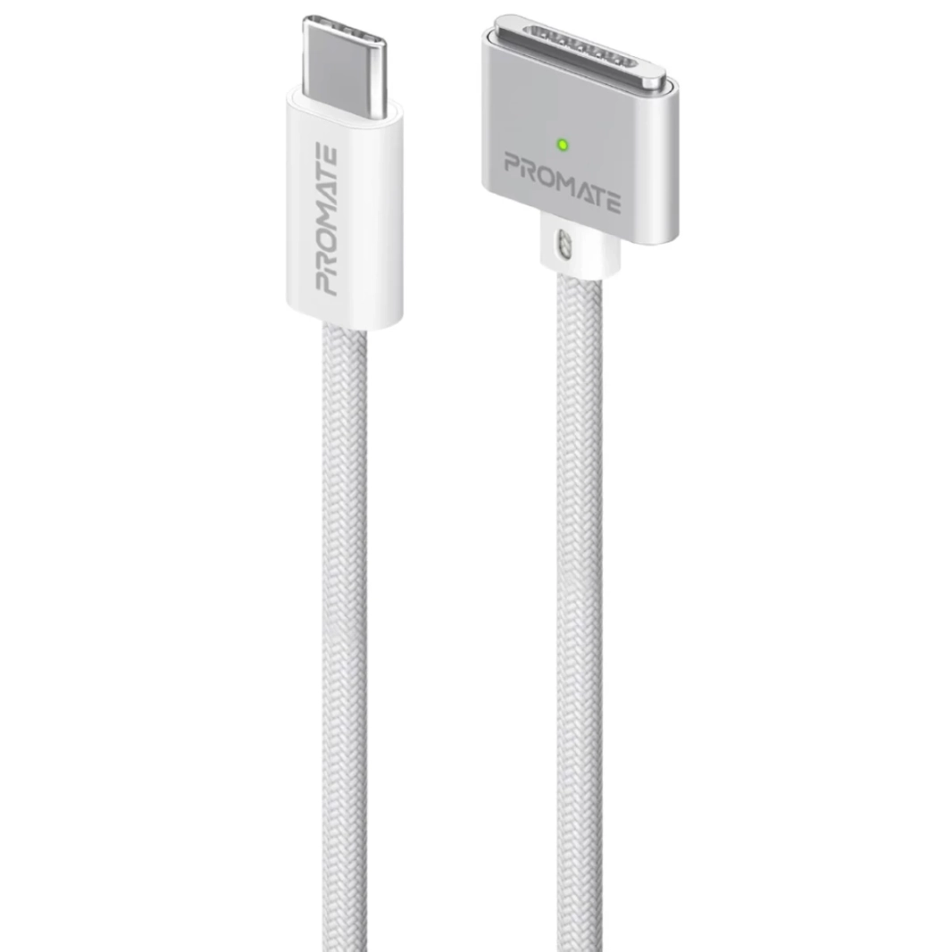 PROMATE MAGCORD-140PD MACBOOK دائمة USB-C إلى Magsafe 3 شحن كابل مع 140W توصيل الطاقة 2M نايلون مضفر