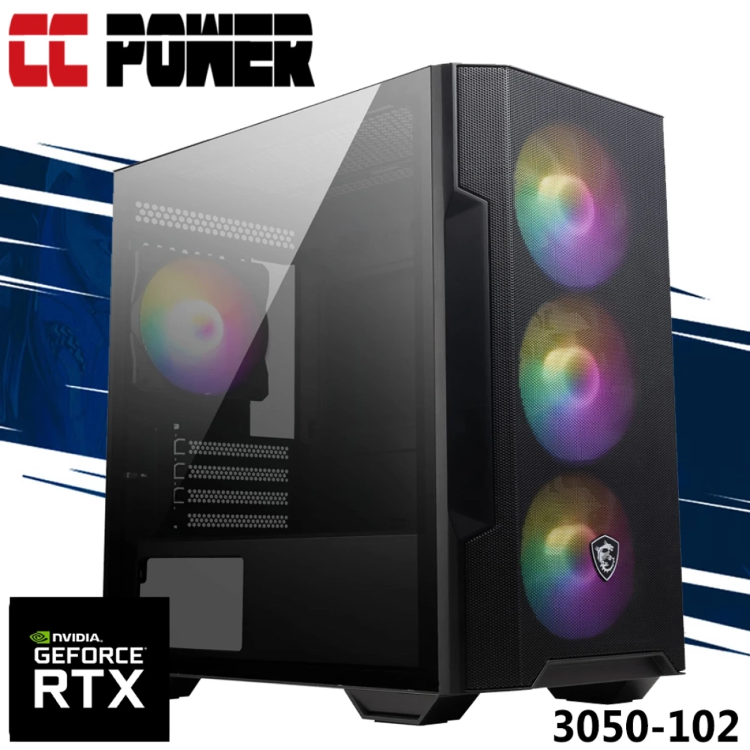 كمبيوتر CC Power 3050-102 للألعاب الجيل الثاني عشر Intel Core i5 6-Cores w/ RTX 3050 6GB DDR6 ومبرد هواء متقدم