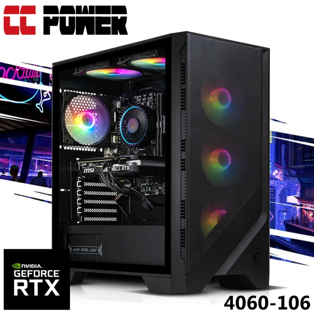 CC Power 4060-106 Gaming PC 5GEN AMD RYZEN 7 8 CORES W/ RTX 4060 8GB DDR6 & Advance Air Cooler