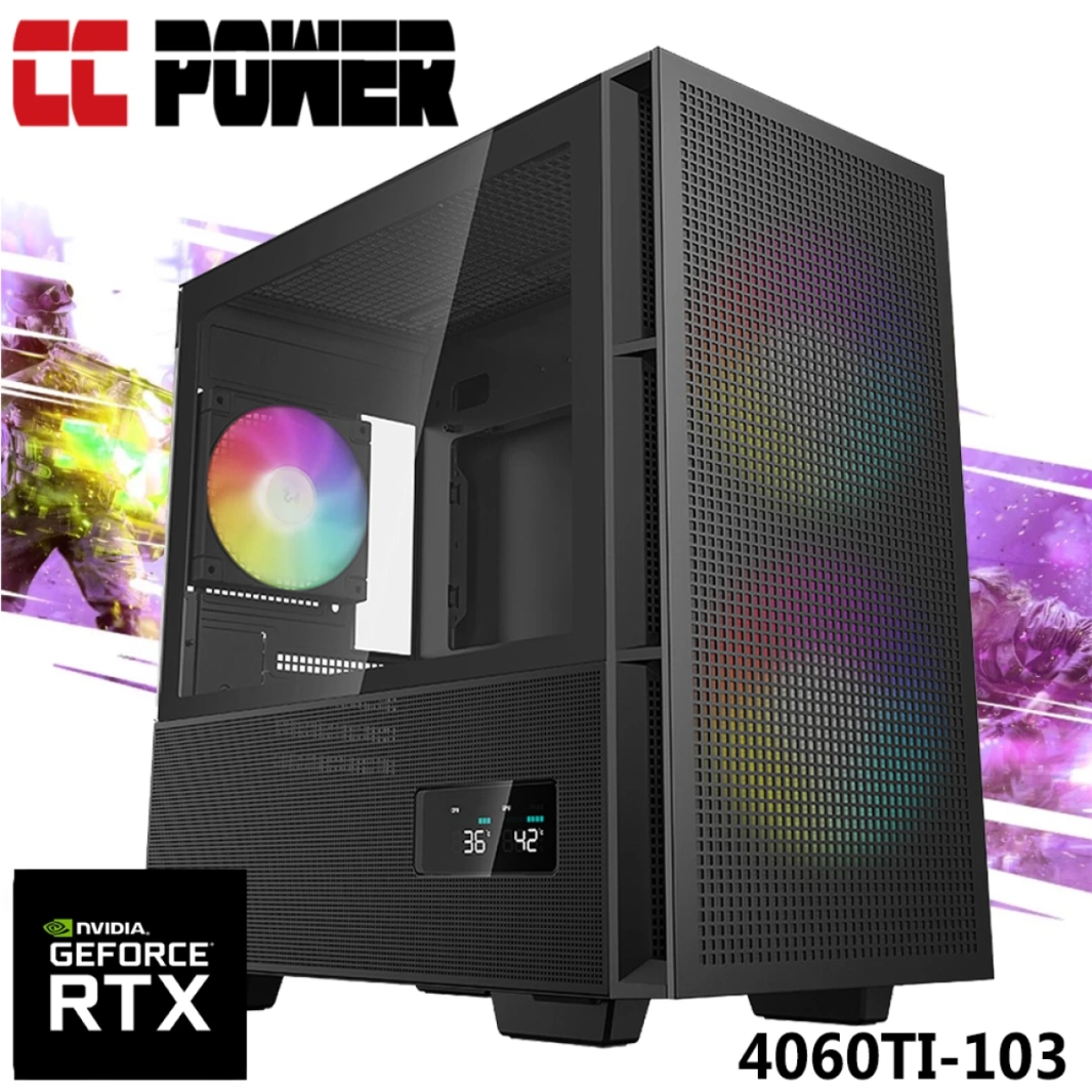 CC Power 4060TI-103 Gaming PC NEW 7GEN AMD RYZEN 7 8 CORES W/ RTX 4060TI 8GB DDR6 W/ DDR5 Memory & Advanced Air Cooler