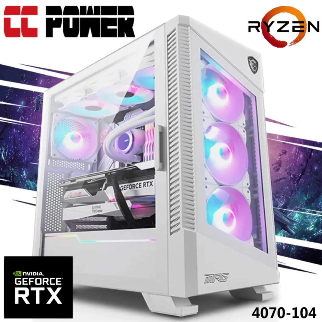 CC Power 4070-104 Gaming PC 7GEN AMD RYZEN 9 12 CORES W/ NVIDIA RTX 4070 12GB & LIPER