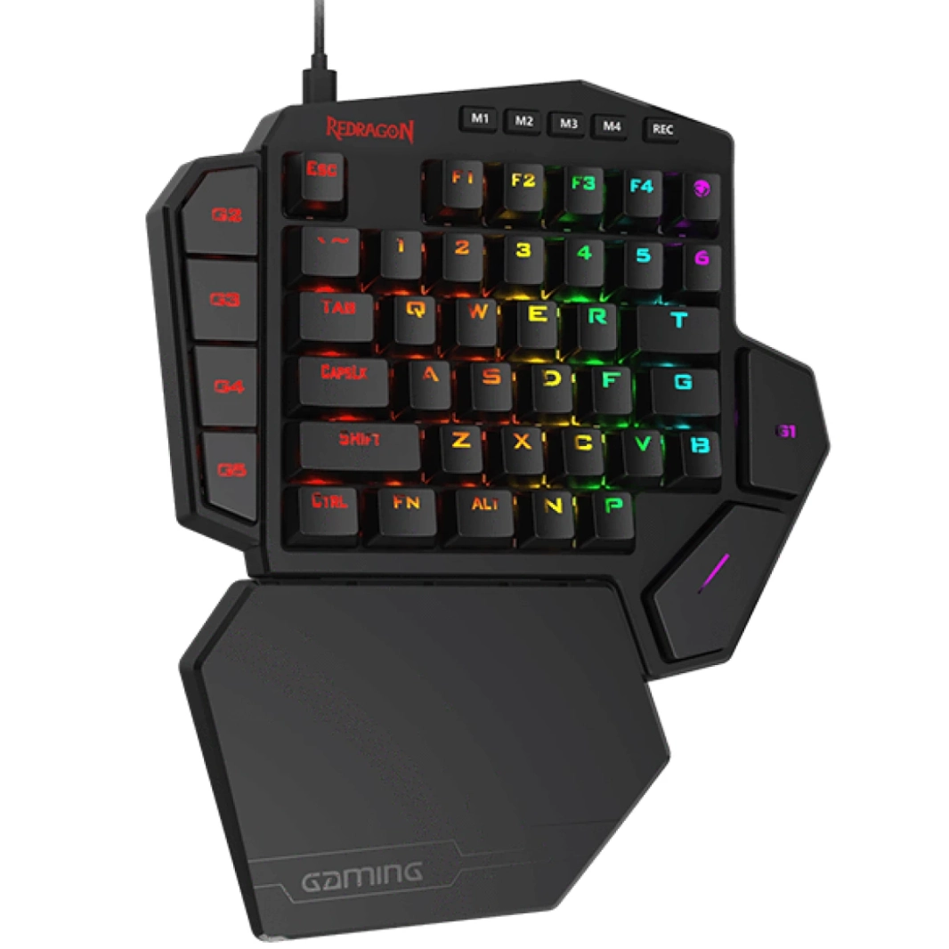 Redragon K585 DITI بيد واحدة 42 مفتاحًا RGB ميكانيكي من النوع C مع 7 مفاتيح ماكرو على متن الطائرة ومسند للمعصم قابل للفصل