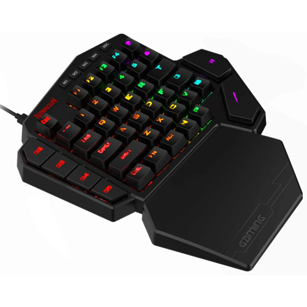 Redragon K585 DITI بيد واحدة 42 مفتاحًا RGB ميكانيكي من النوع C مع 7 مفاتيح ماكرو على متن الطائرة ومسند للمعصم قابل للفصل