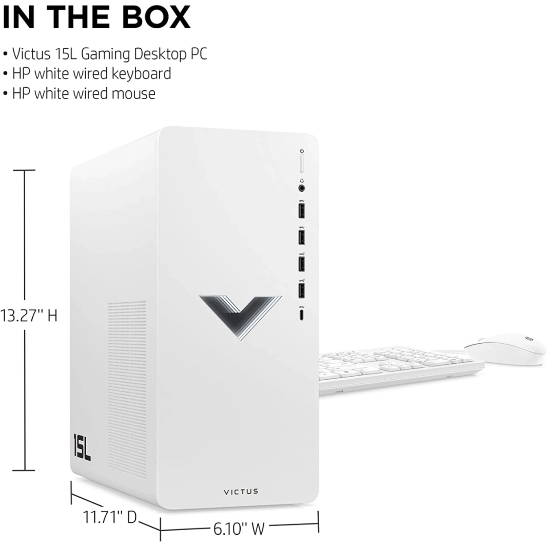 HP Victus 15L TG02-0000NE Gaming Desktop 12Gen Intel Core I5 ​​6 CORES W/ NVIDIA RTX 3050 8GB-أبيض