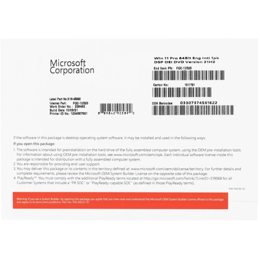 Microsoft Windows 11 Pro 64 Bit (1 pack) ، OEM