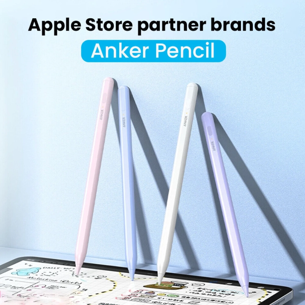 Anker Pencil A7166621 رسم القلم قلم بلوتوث 5.3 حتى 8 ساعات USB -C شحن Magnatic 15.4 غرام لأبل iPad - أبيض