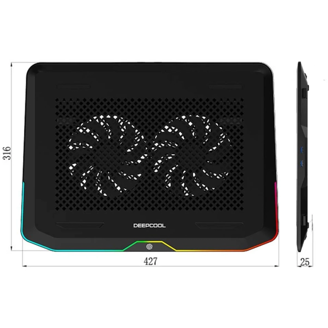 DeepCool N80 RGB Metal Panel 2x140mm المعجبين حتى 17.3 "دفاتر ملاحظات